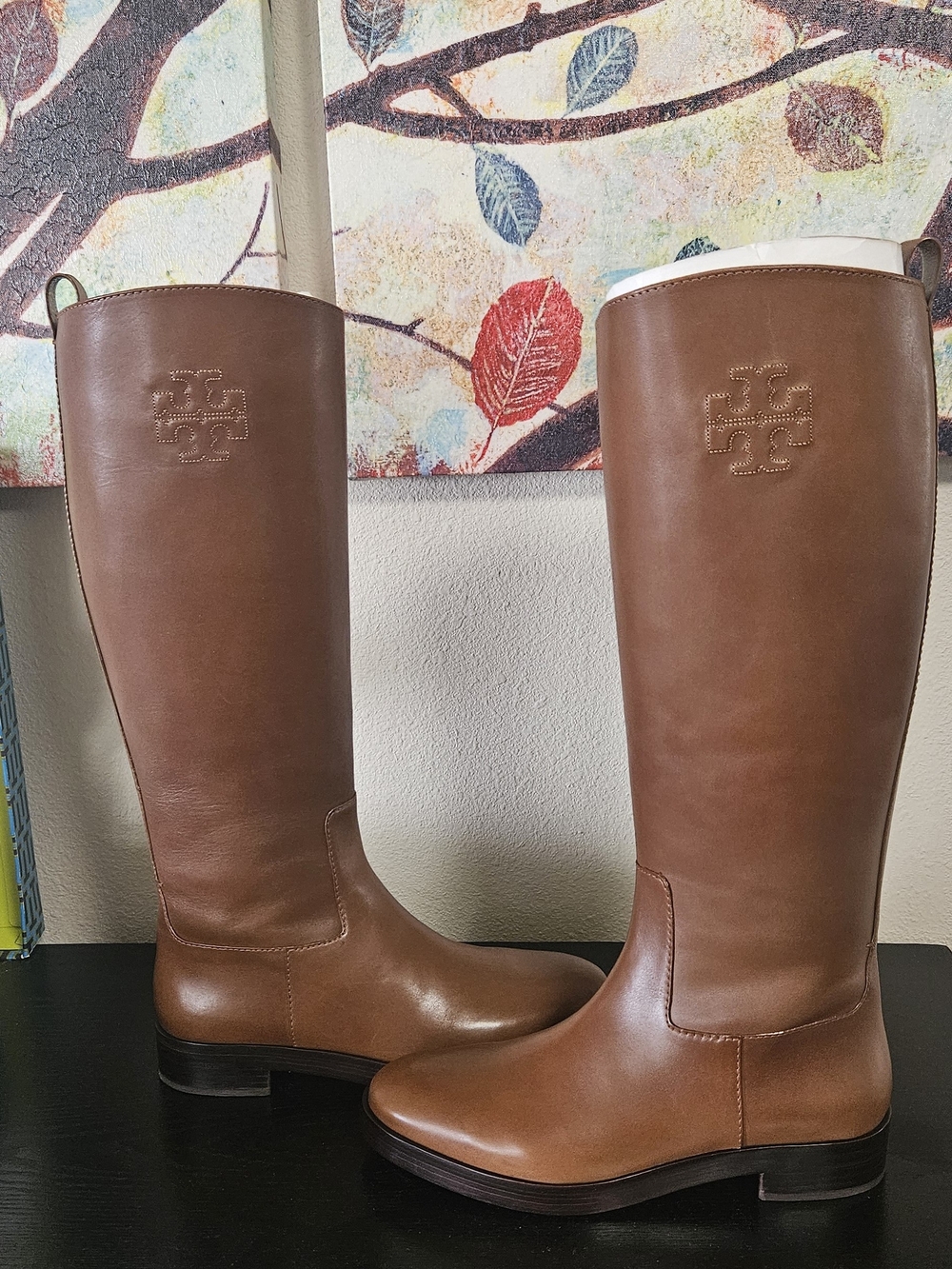 Tory Burch Cognac Leather Over-the-Knee Riding Boots